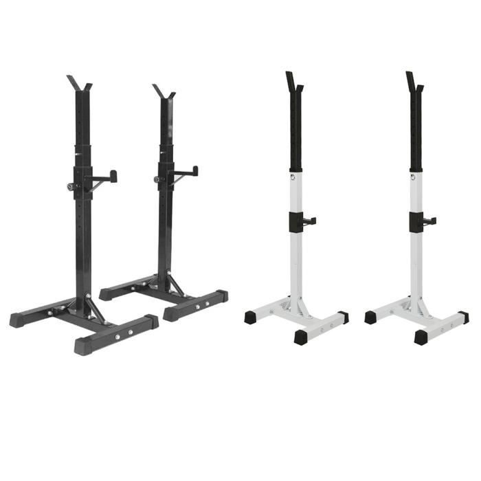 Sport Support réglable en Hauteur pour Haltères Rack Musculation Repose Barre Multifonctionnel, Blanc