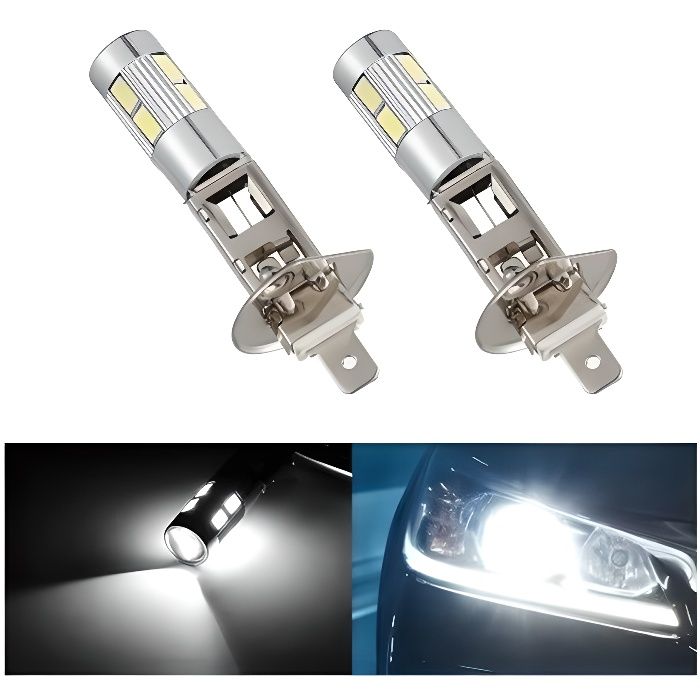 Ampoules H1 LED 10 SMD Blanc Xenon 6000K Anti Brouillard Feux Phare Avant 12V