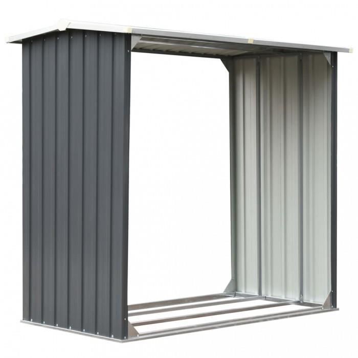 P122 vidaXL Abri de stockage de bois Acier galvanise 172x91x154 cm Gris