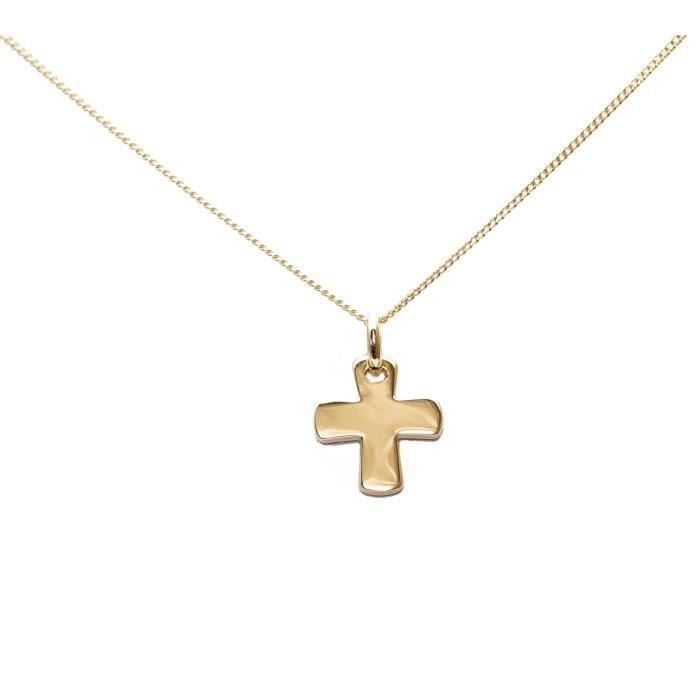 croix alésée bapteme grec style templier malte en plaqué Or 18carats poinçonné collier avec pendentif et chaine 45cm avec écrin