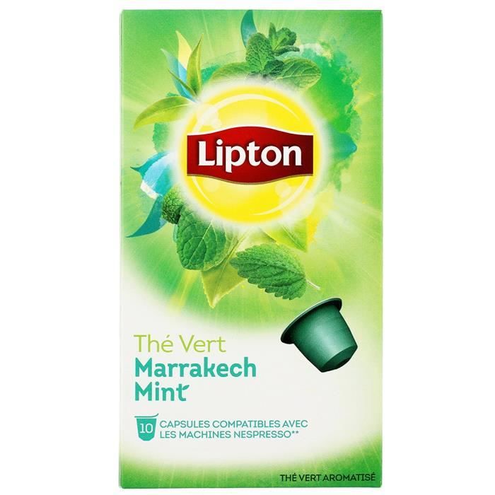 Lipton Thé Vert Marrakech Mint - 40 Capsules Compatibles avec le Système Nespresso (Lot de 4X10)