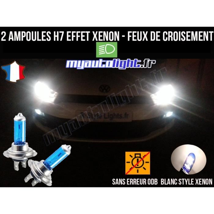 Pack ampoules H7 blanc xenon feux croisement-code pour Volkswagen Scirocco