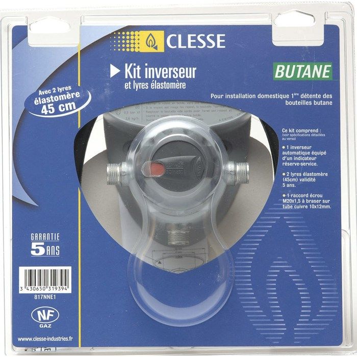 KIT INVERSEUR LIMITEUR AUTOMATIQUE POUR BOUTEILLES BUTANE 138 KW LYRE ELASTOMERE GAMME SOUS COQUE CLESSE