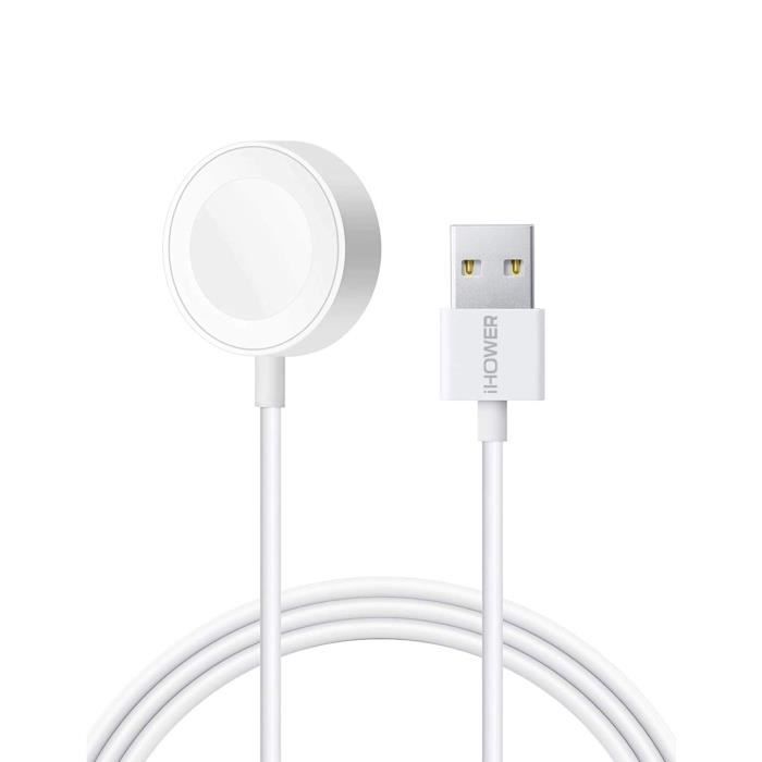 Câble de charge Apple Watch Système Magsafe magnétique en Silicone iHower Blanc