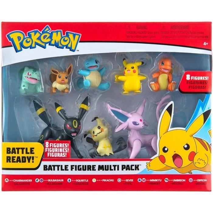 Coffret 8 Pokemon Salamèche, Mentali, Noctali, Mimiqui, Pikachu, Evoli, Carapuce, Bulbizarre - Figurine De Combat Jouet Garcon