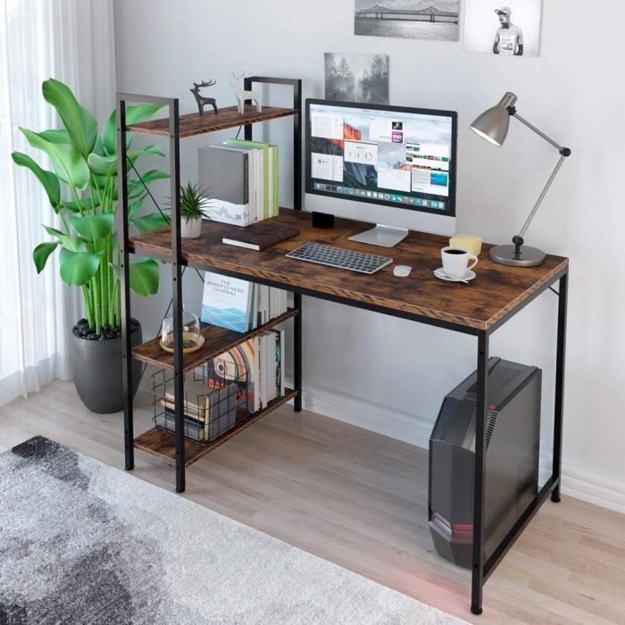 Bureau design industriel bibliothèque ouverte 120x62 en métal Cambridge Cambridge