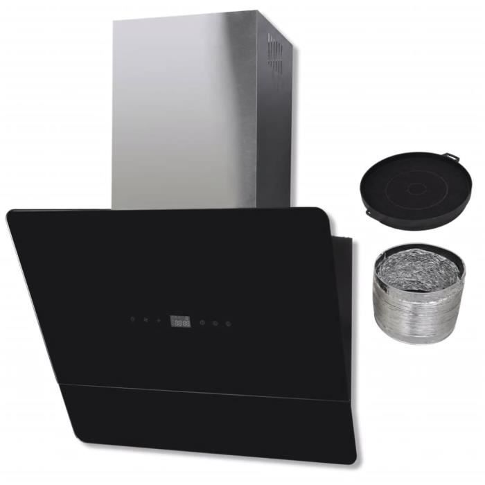 Luxueux Hotte murale inclinée en verre trempé avec affichage 600 mm Noir HB043 HB045 -LES