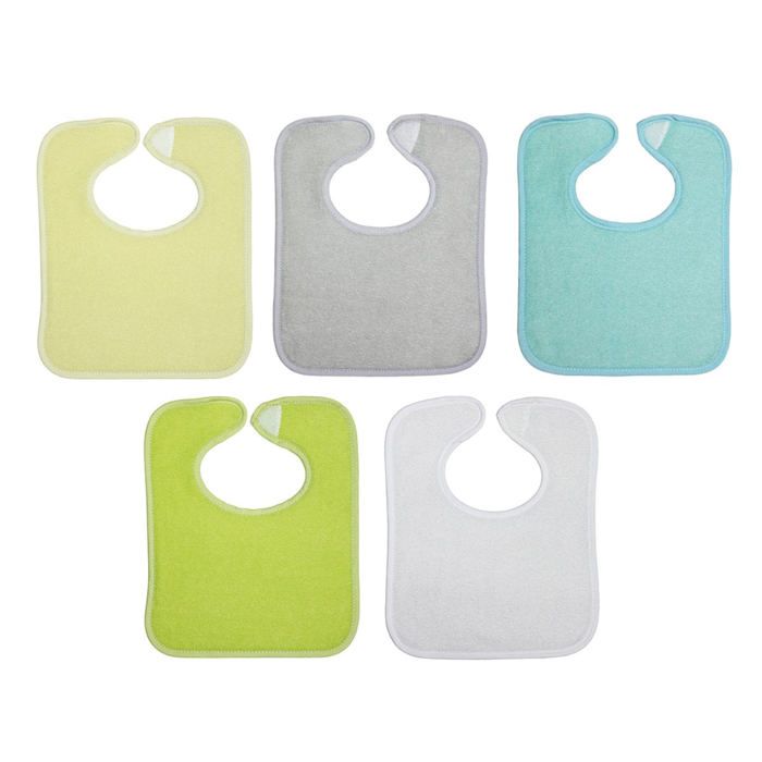 BABYCALIN 5 Bavoirs Naissance Unis à Velcro 20 x 25 cm