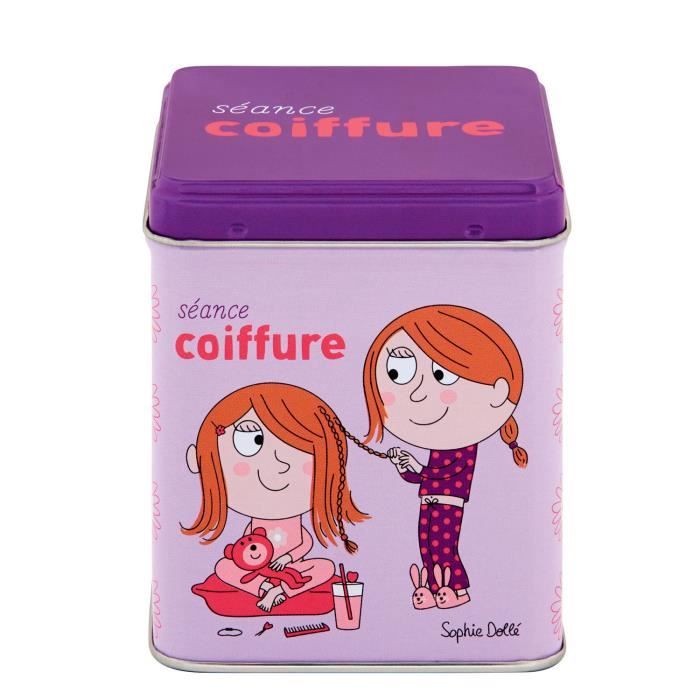 Petite Boite à Barrettes SÉANCE DE COIFFURE - Rangement Accessoires Cheveux Idée Cadeau Original pour Fille - DLP Derrière La Porte