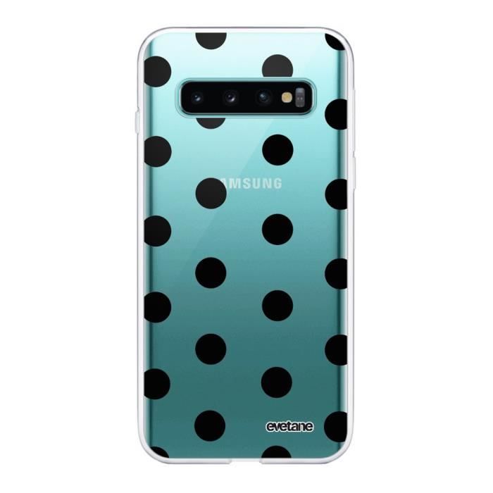 Coque Samsung Galaxy S10 360 intégrale transparente Pois Noir Ecriture Tendance Design Evetane.