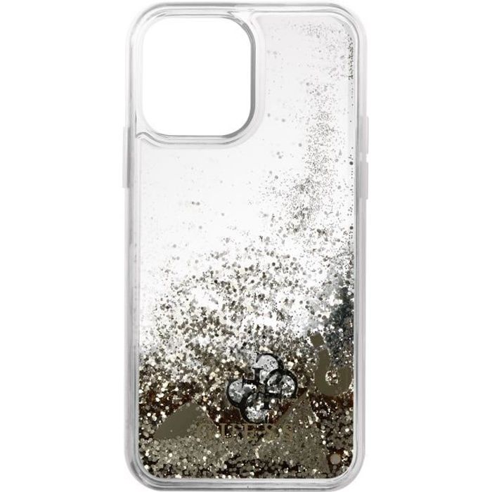 Coque iPhone 13 Pro Max Paillettes Guess Liquid Glitter Charms Transparent Blanc