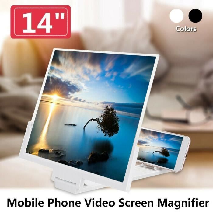 14 pouces pliant loupe de téléphone portable loupe écran 3D HD HD support de support de l'amplificateur vidéo Blanc