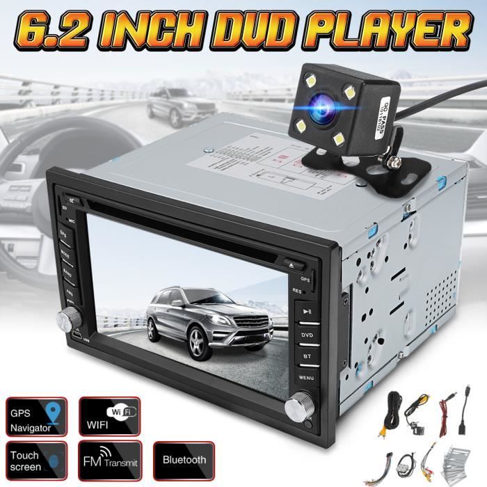 Autoradio 2-Din In Dash Car CD DVD Lecteur Radio Stéréo GPS SAT NAV + Caméra Arrière Radar de Recul