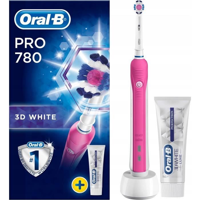 Brosse à dents Oral-B Pro 780 Pink 3D White + dentifrice 3D White 75ml
