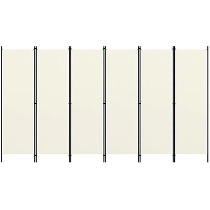 3897MEUBLE FR® Cloison de séparation Retro Design-Paravent Séparation de pièces Cloison amovible 6 panneaux Blanc crème 300x180 cm S