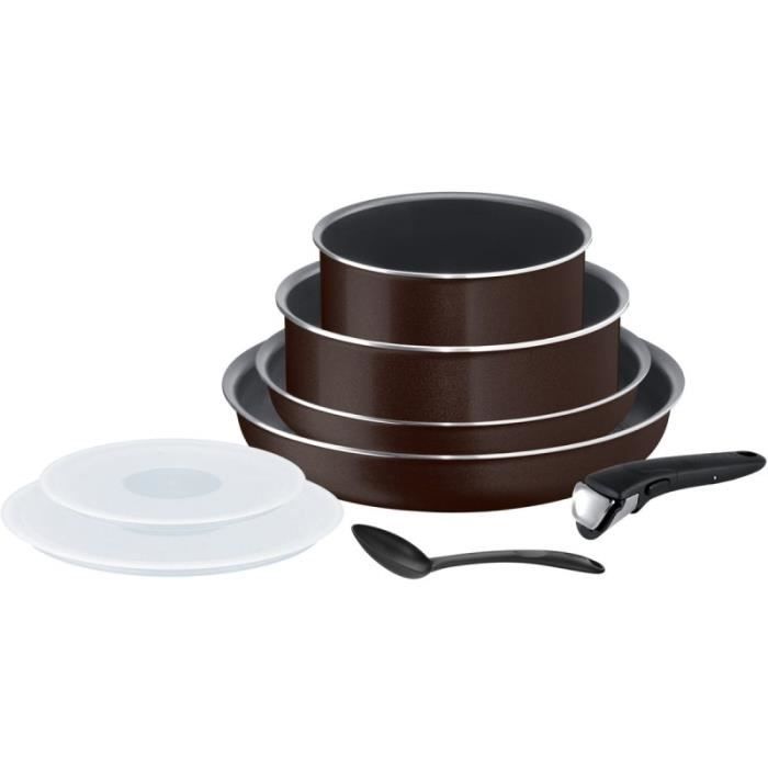 Tefal Batterie de cuisine 8 pièces INGENIO ESSENTIAL Black Coffee pailleté