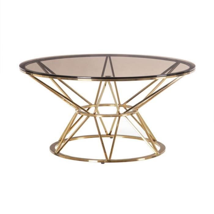 Table basse ronde Verre/Métal - TEBULO N°2 - L 90 x l 90 x H 45