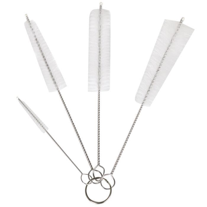 TRIXES Ensemble de Goupillons de 4 Tailles en Nylon Fragile pour Nettoyage de Bouteilles