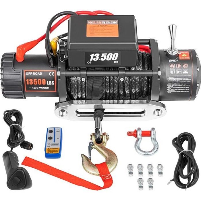 6123KG Treuil Électrique - VEVOR - 12V - Corde Traction 4x4 Télécommande