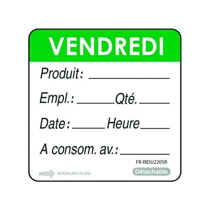 Rouleau de 500 étiquettes DLC Vert Vendredi