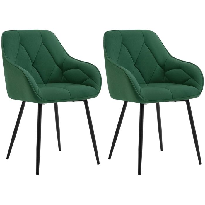 WOLTU Lot de 2 Chaises de Salle à Manger Chaise de Cuisine en Velours avec Dossier Pieds en Métal Vert foncé W0ATT0392-2 WOLTU Lot de 2 Chaises de Salle à Manger Chaise de Cuisine en Velours avec Dossier Pieds en Métal Vert foncé W0ATT0392-2