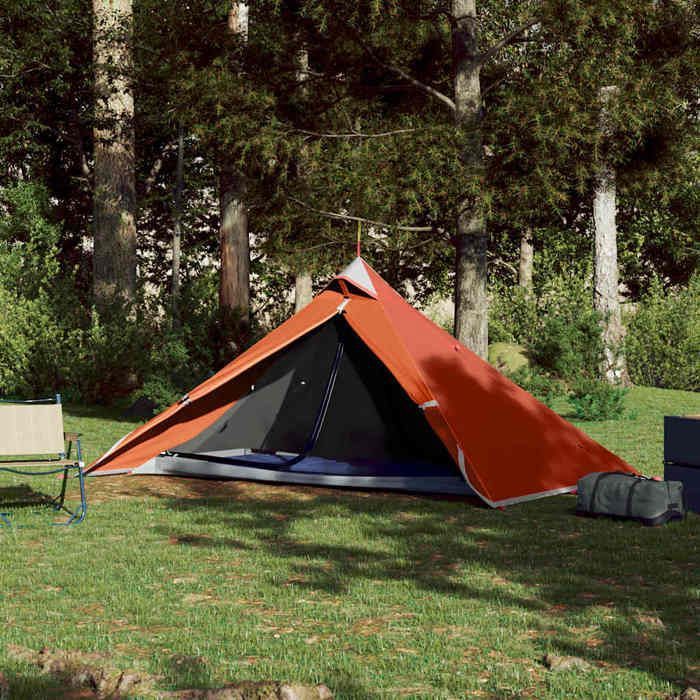 vidaXL Tente de Camping Tipi 1 Personne Tente dOmbrage avec Sac de Transport Auvent de Camping Abri de Jardin Orange 94385