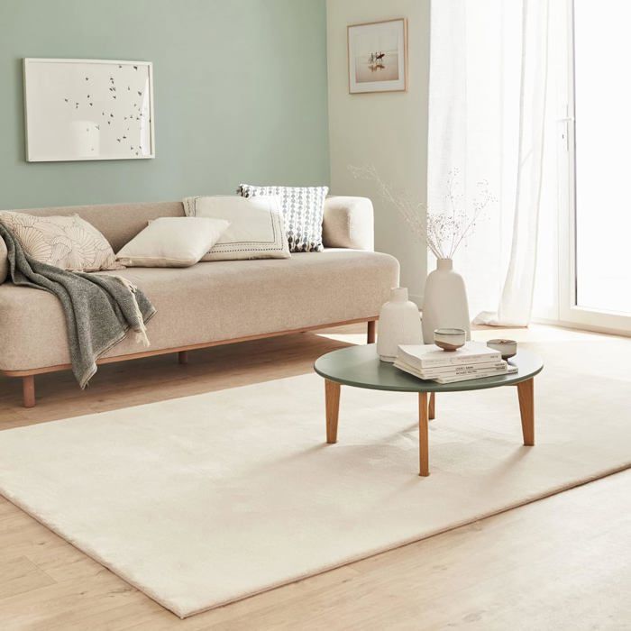 Tapis Salon à Poils Longs 120x160 Cm - Doux, Antidérapant, Lavable, Vert Foncé, Pour Chambre, Salon