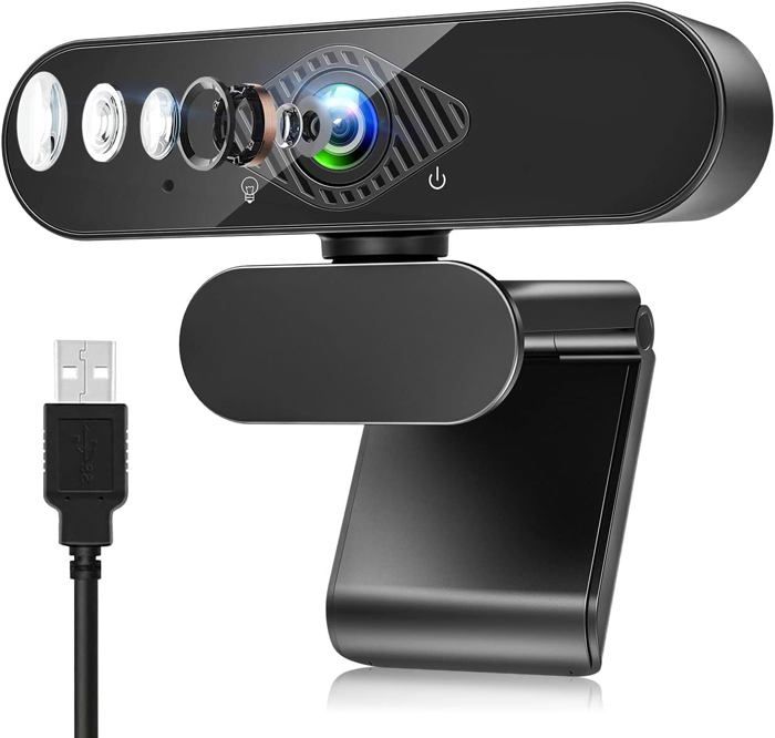 Webcam PC 1080p Full HD Avec Micro à Réduction De Bruit - Rotation 360°, Plug & Play USB, Compatible Windows/Mac/Linux, Pour Streaming, Zoom, Skype