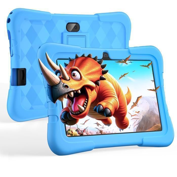 Tablette Tactile 7 Android 10 Pad Éducative 2+16Go(128Go Extensible) Contrôle Parental 13+3MP avec Kid-Proof Étui pour 3 à 12 Bleu