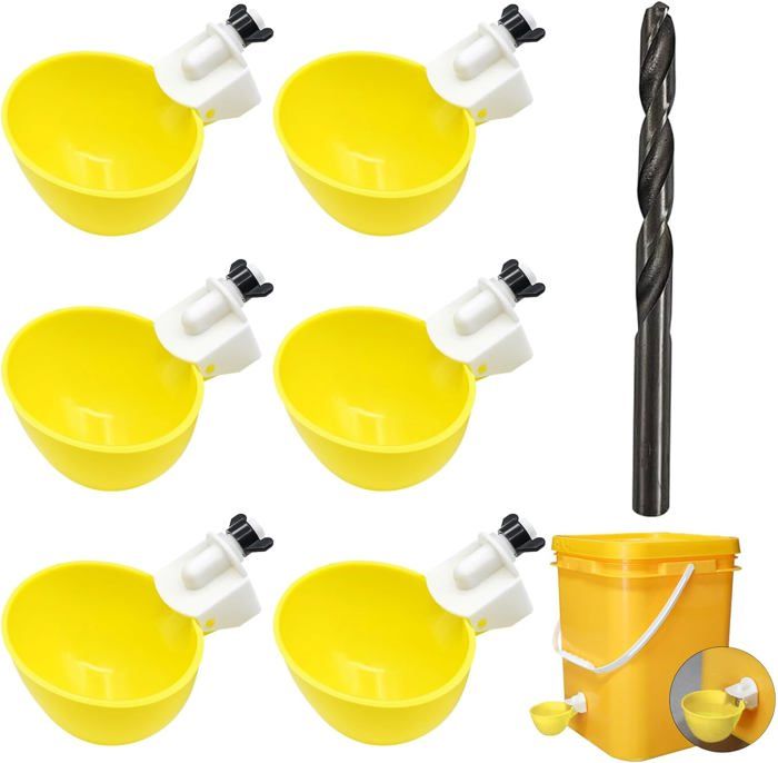 Comparer les prix de 6pcs Abreuvoir Poules avec Perceuse,Mangeoire a Poule,Abreuvoir Automatique Poussin Kit,Abreuvoir Poule Automatique pour Poussins