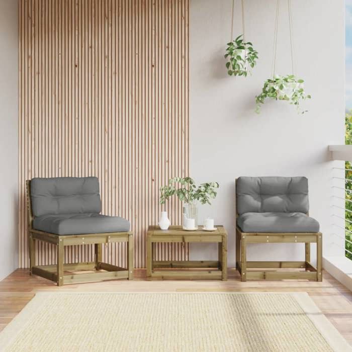 vidaXL Canapés de Jardin sans Accoudoirs et Coussins 2pcs Siège de Terrasse avec Dossier Meuble de Patio Salon Extérieur 844708