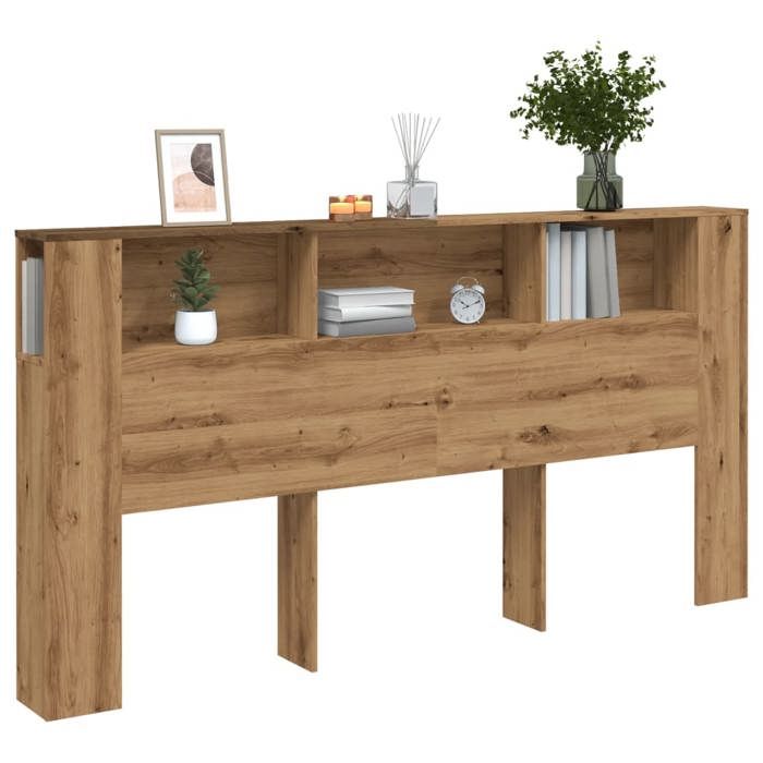 vidaXL Armoire de tête de lit chêne artisanal 200x185x1025 cm tête de lit armoire de chambre à coucher tête de lit 856887