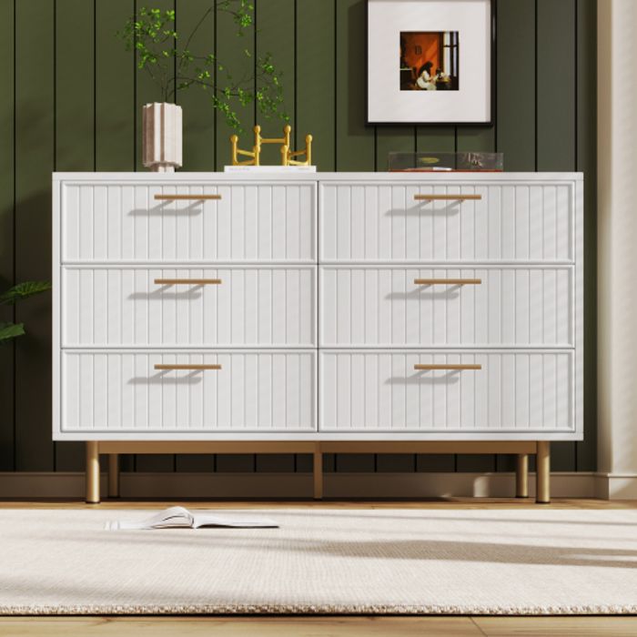 Meuble Cuisine, Meuble de rangement avec 3 Tiroirs et 4 Portes, Buffet Salle a Manger, Style Moderne, pour Salon, Couloir, 160x37x75cm, Blanc | Leroy Merlin