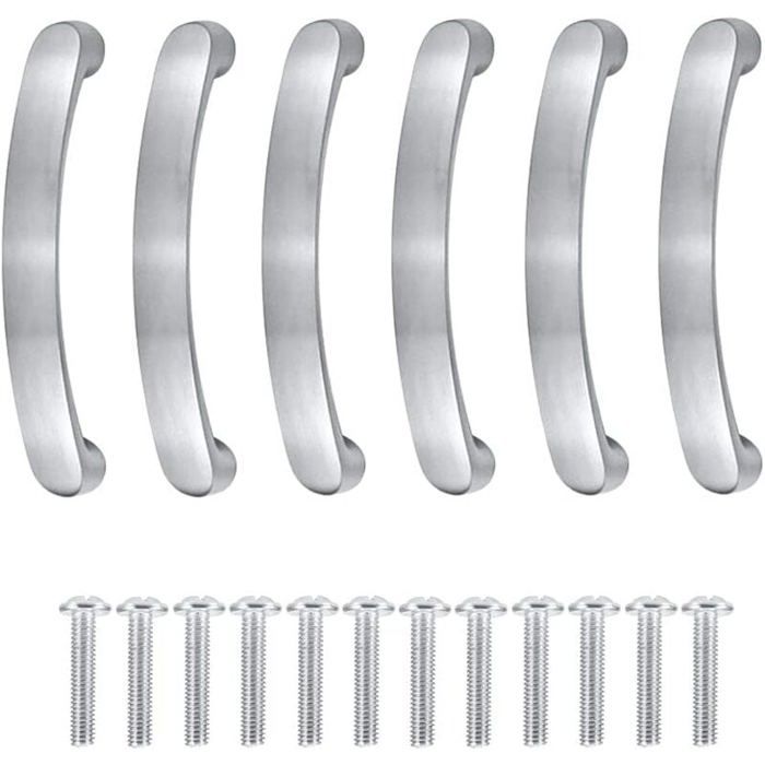 6 pièces Poignée de Meuble Cuisine Entraxe de Trous 96mm Poignée Tiroir Argent Poignée Placard Cuisine Poignee Meuble Armoire Porte