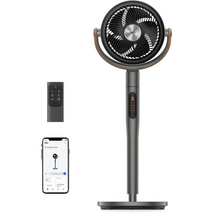 Smart Ventilateur Sur Pied 25Db Silencieux Flux DAir 7.5 M/S Portée De 30 M Oscillation À 120° + 105° Avec Télécommande 6 Mo - Ethnics Origins