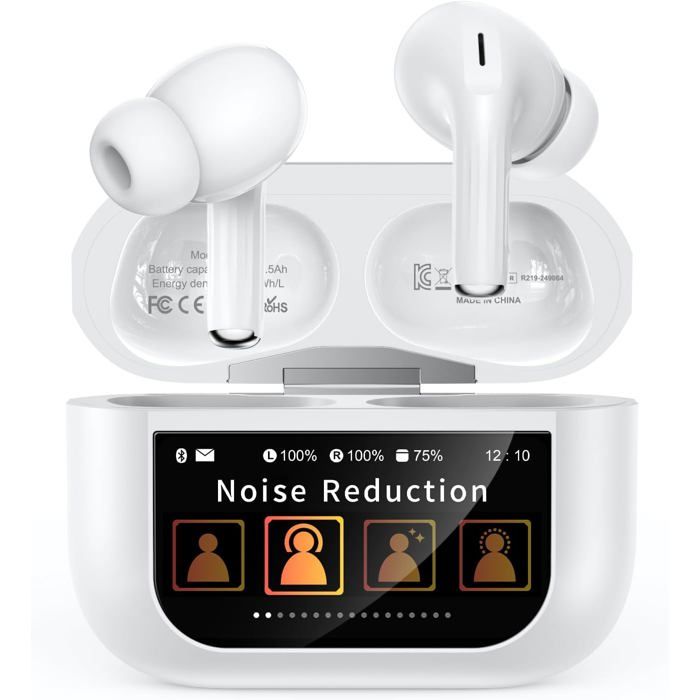 Écouteurs Sans Fil - TOPESCT - Bluetooth 5.4 - 40H D'autonomie - HiFi Stéréo IP7 Etanche LED - Basses Profondes Avec ENC Réduction - TV Son Photo