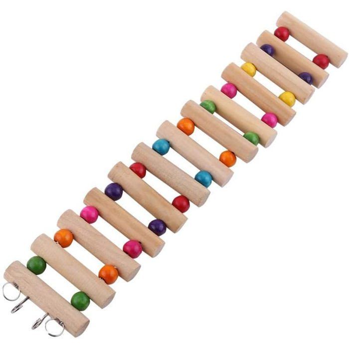 Meilleurs prix pour Pet escalier échelle Pont Étapes Escalade Swing Coloré en Bois Hamster Perroquet Cage Jouer Jouet pour Animaux de Compagnie