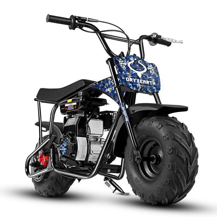 Moto Cross Enfant 105CC – Mini Dirt Bike 4 Temps – OryxEarth – À partir de 13 ans – Essence – en Bleu et Noir