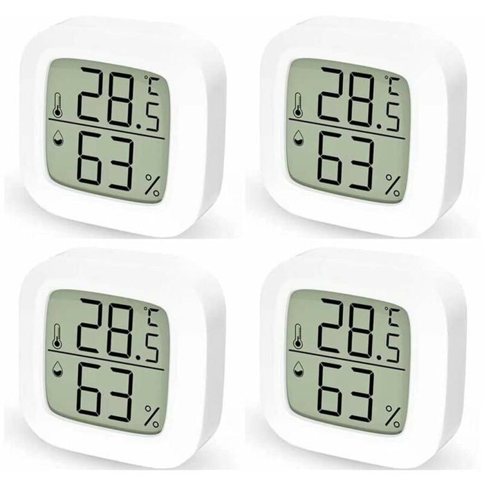 Thermometre Interieur Maison Lot de 4 Thermometre Hygrometre Numérique Thermomètre Digital pour Chambre à Coucher