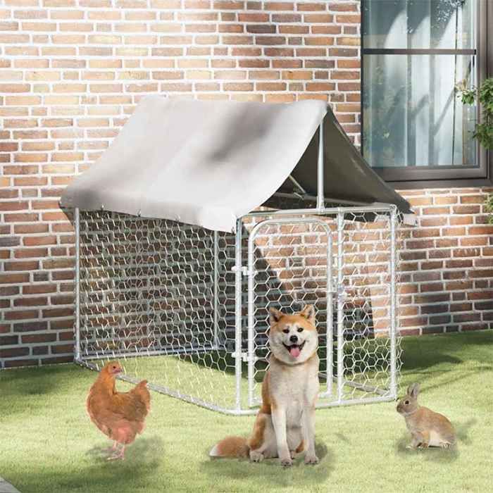 Clarence* ChenilEnclos pour chiensMeuble de cage extérieur avec toit 200x100x150 cm &Europ9410618