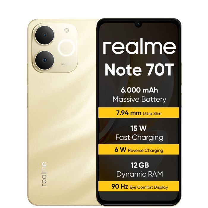 Realme Note 70T Smartphone 4+128 GB, Batterie de 6 000 mAh