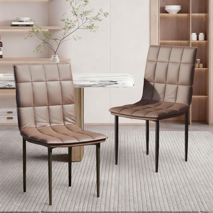 CoPaws Lot de 2 chaises scandinave - Brun - Pieds de chaise en métal salle à manger salon chambre