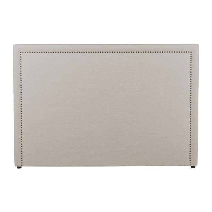 Tête de lit finition cloutée 150 cm - Tissu effet lin - Beige - ALVISE Tête de lit finition cloutée 150 cm - Tissu effet lin - Beige - ALVISE