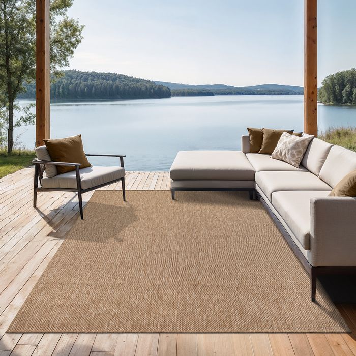 the carpet Mistra - tapis dextérieur robuste moderne résistant aux intempéries & aux UV Naturel 240 x 340 cm (1)