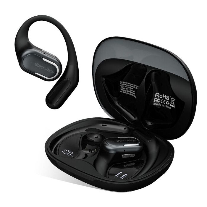 Blackview AirBuds 300 Écouteurs Sans Fil Bluetooth 6.0 avec ANC Actif Boîtier de charge 500 mAh IPX5 pour iPhone/Android Noir