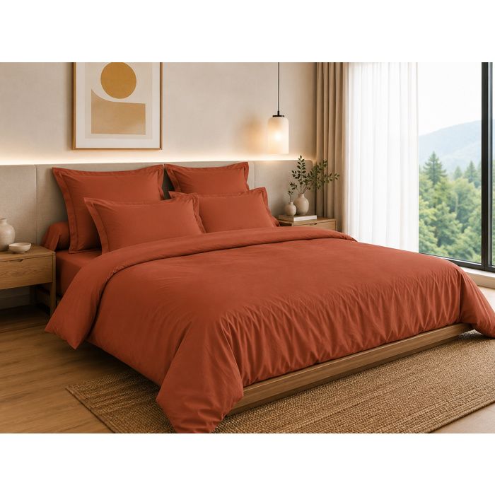 Housse de Couette 260 x 240 cm – 100% Coton 57 Fils/cm² – Paprika