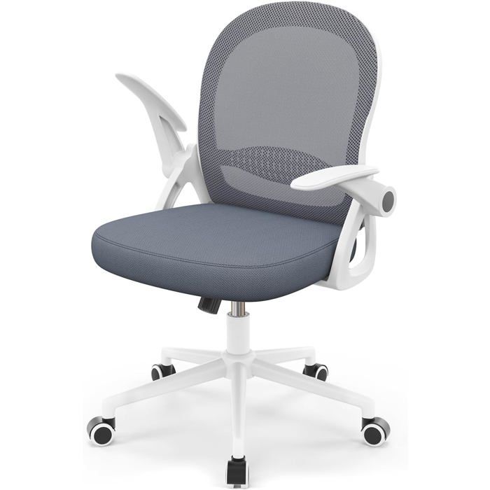 Chaise de bureau avec accoudoirs relevables et soutien lombaire - Dossier moyen 45 cm - Sans repose-pieds ni appuie-tête bleu foncé