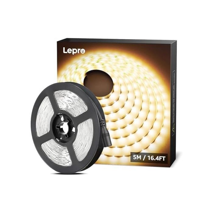 LE Ruban LED Blanc Chaud 5m Bande LED Autocollant 300 LEDs SMD 2835 3000K Bande LED Lumineuse 18W 1200lm pour Blanc Cha BANDE LED