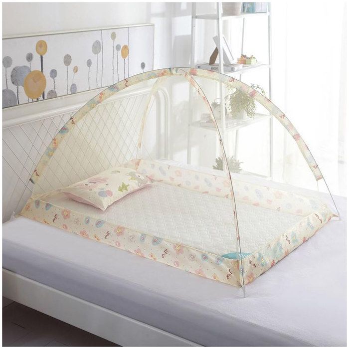 Moustiquaire de lit pliable moustiquaire de voyage portable pour berceau 90x120x90 cm installation de moustiquaire en form Beige