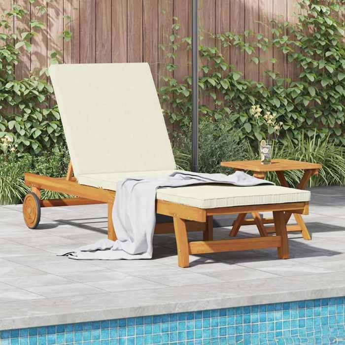 Transat 1-personne (lot de 2) Chaises longues Marron Bois dAcacia Massif LL3205